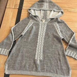 Anthropologie Small hooded Knit Sweater Wool Linen EUC Far Away From Close